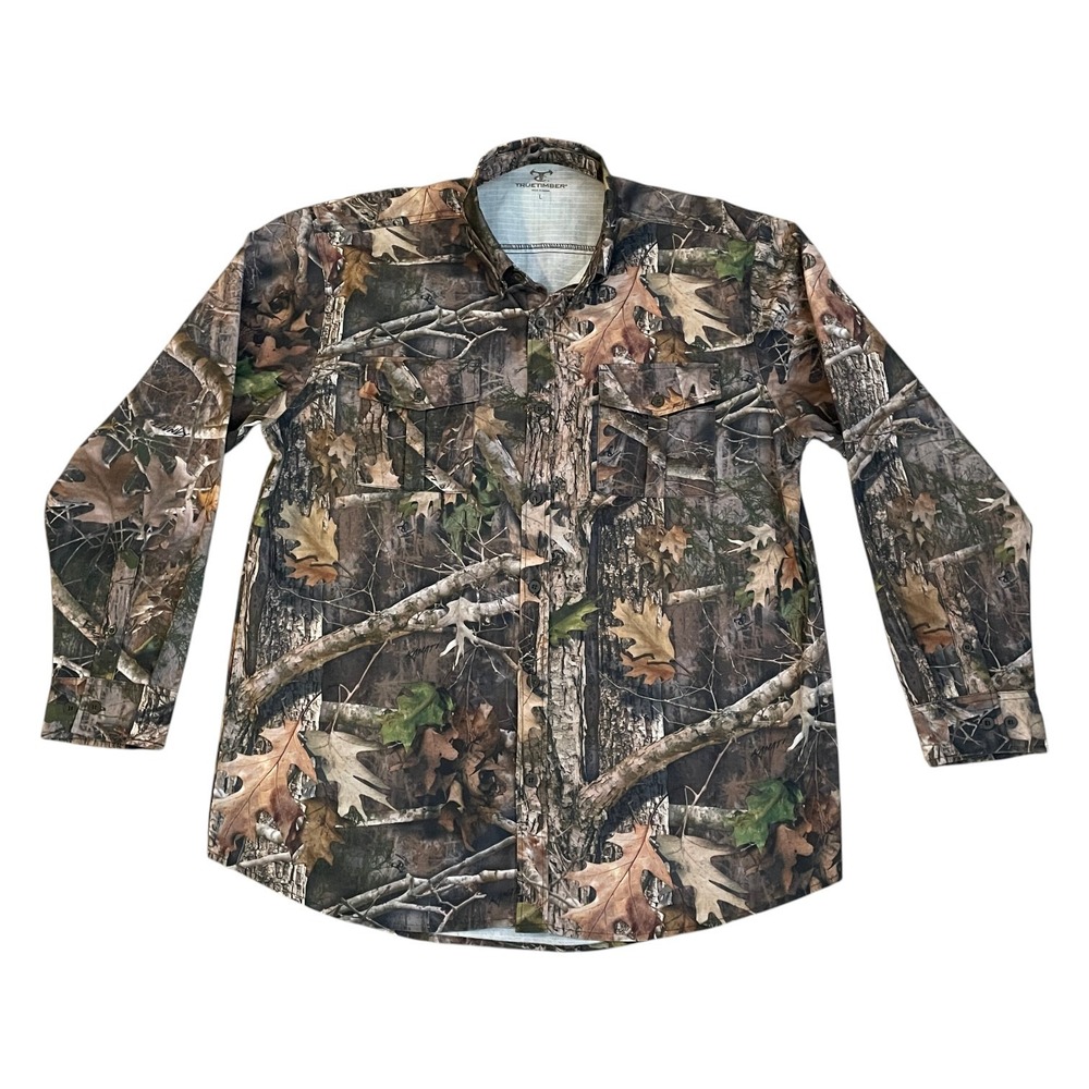 Men's True Timber Camo Shirt LARGE L/S Button Down Pockets NWOT Clean!